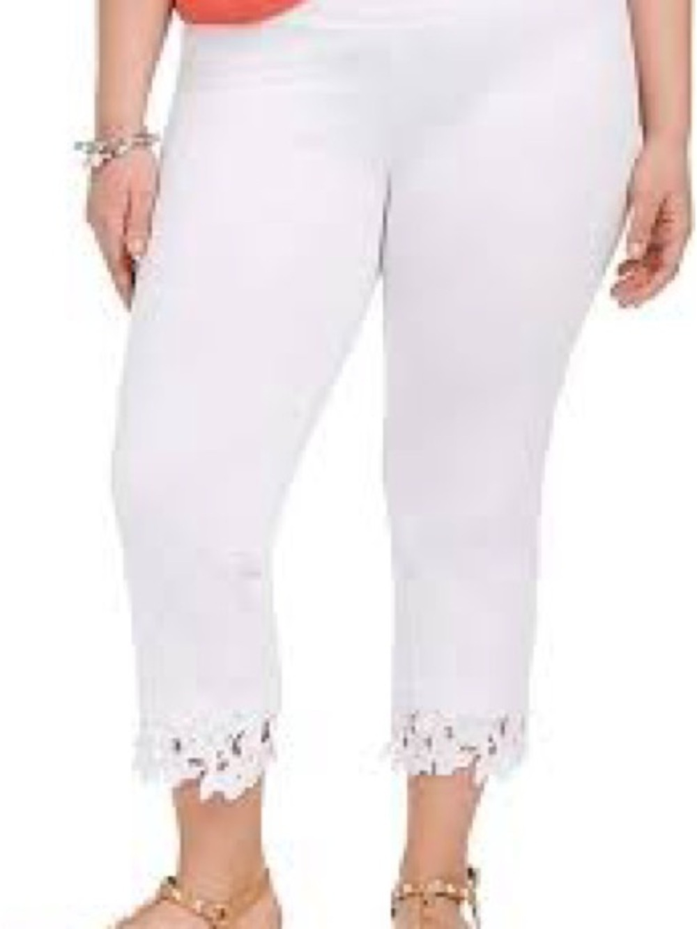 Plus Size INc White Cropped Jeans with Lace Hem